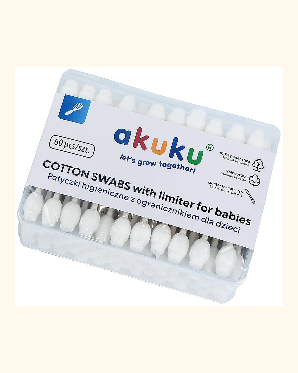 Akuku fültisztító pálcika limiterrel 60 db